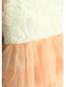 Rosette Champagne Tulle Cupcake Flower Girl Dress 